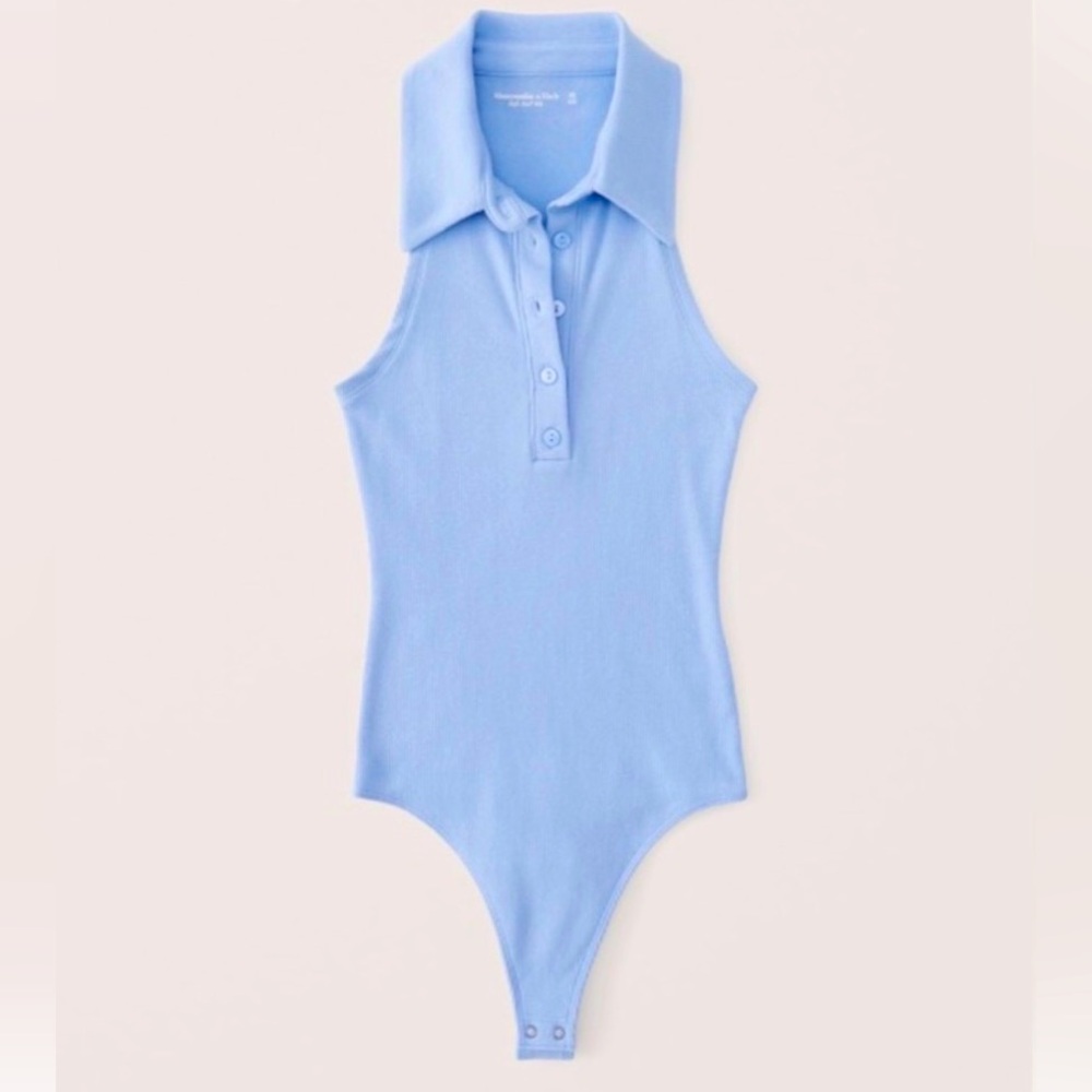 NWT Abercrombie light blue Soft-Rib polo bodysuit. Size M